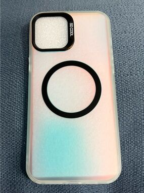 Pink Gradient Magnetic-Compatible with iPhone 12 Pro Max Case with Black Accents